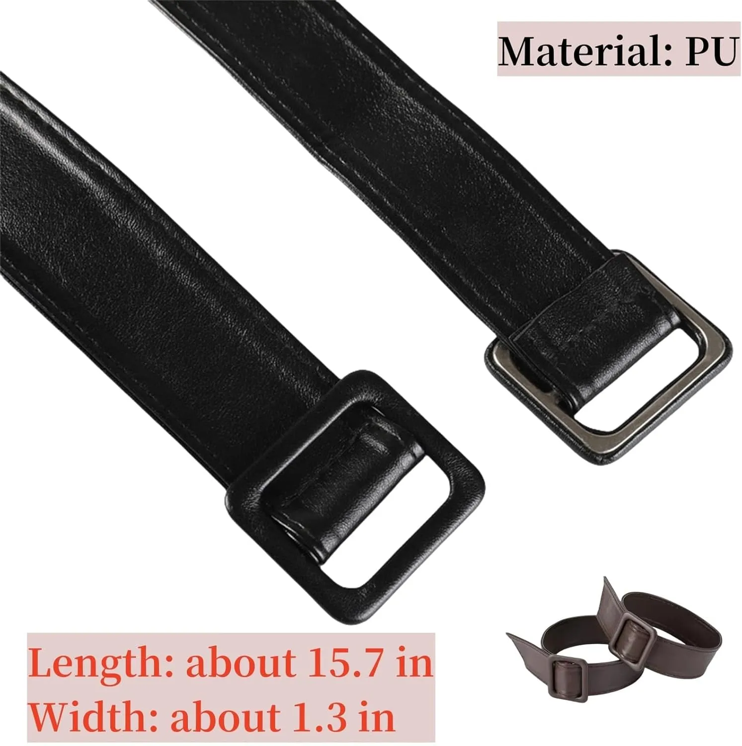 1 Pair Faux Leather Cuff Belt Sleeve Band Replacement for Trench Coat Jacket Accessories