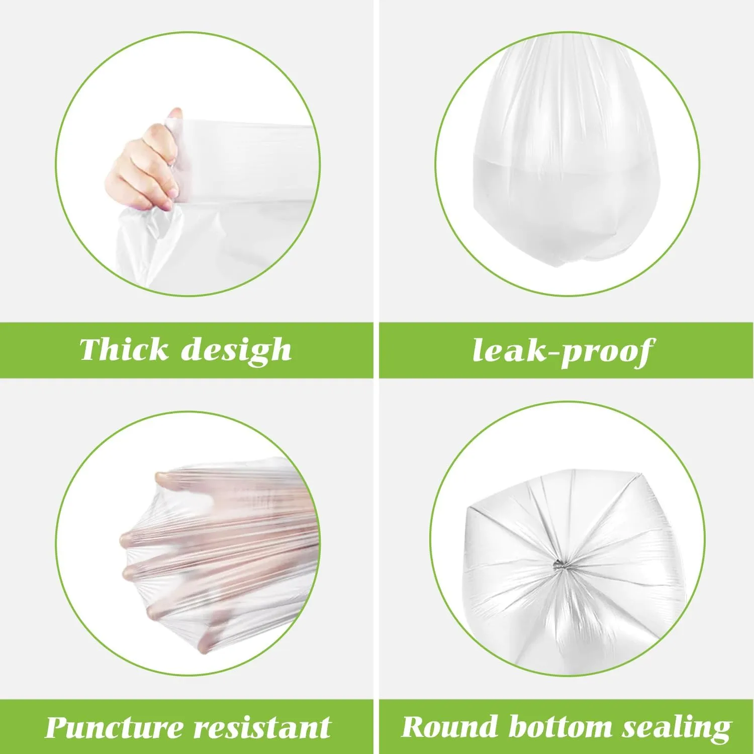 10 Gallon 200 Counts Extra Strong Trash Bags Tall Kitchen Garbage Bags by Teivio, 9 Gallon 10 Gallon 11 Gallon,Bathroom Trash Can Bin Liners, Intended for Home,Plastic Bags for office kitchen, Clear