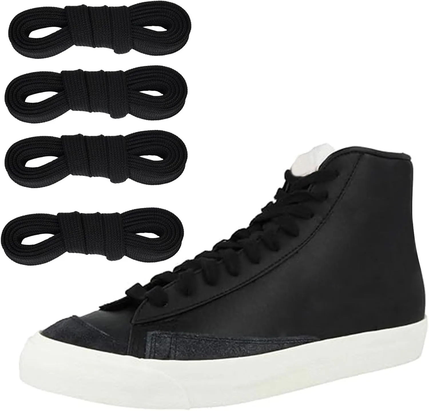 2 Pairs Elastic Shoelaces for Nike Blazer High Top, Stretch Replacement Flat Shoe Laces Strings for Sneaker