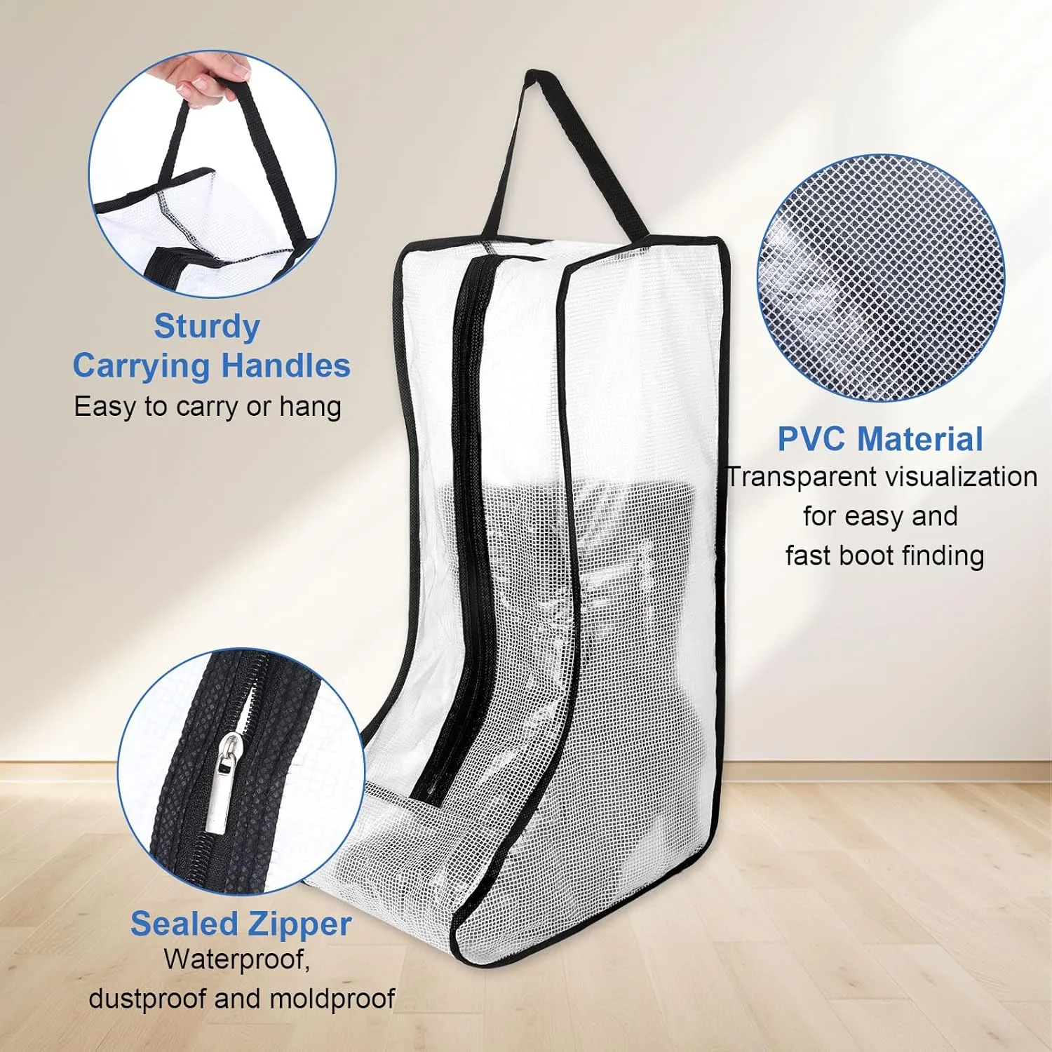 2 Pcs Clear Boot Storage Bag,Plastic Tall Boot Bag,Shoe Bags for Travel,Clear Shoe Bags for Tall Boot Storage,Boot Bags for Cowboy Boots,Waterproof & Dustproof Boot Bags for Travel,Boot Bag Equestrian