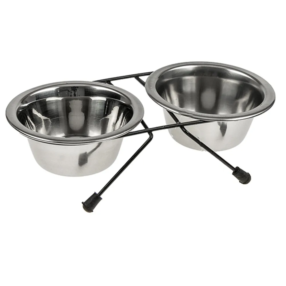2 x Sets Small Portable Dog Cat Steel Pet Bowl | Water Bowls Feeder