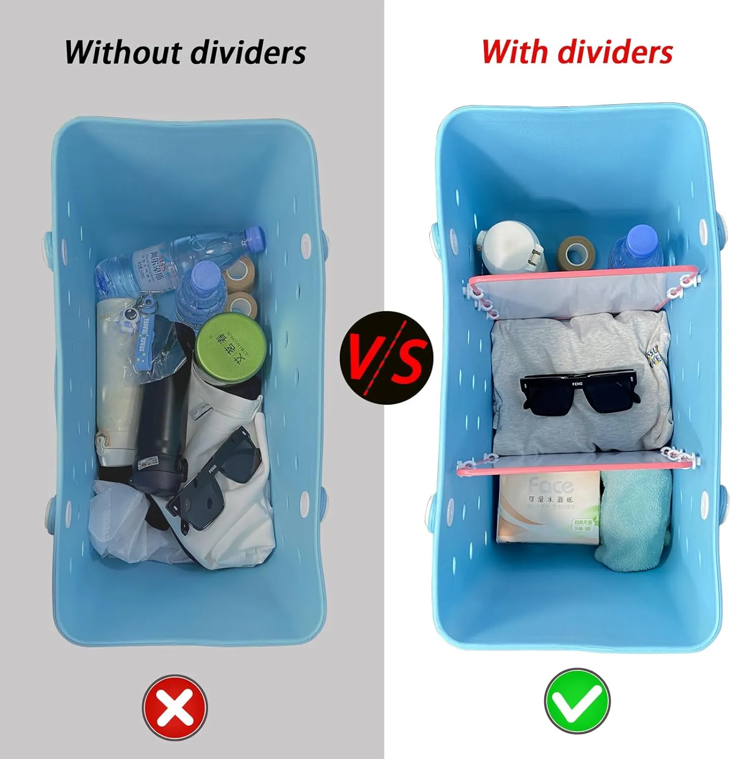 2pcs Bogg Bag Divider Tray - X Large Compatible - Bench Bag Organizer Insert - Accessories (Blue White)