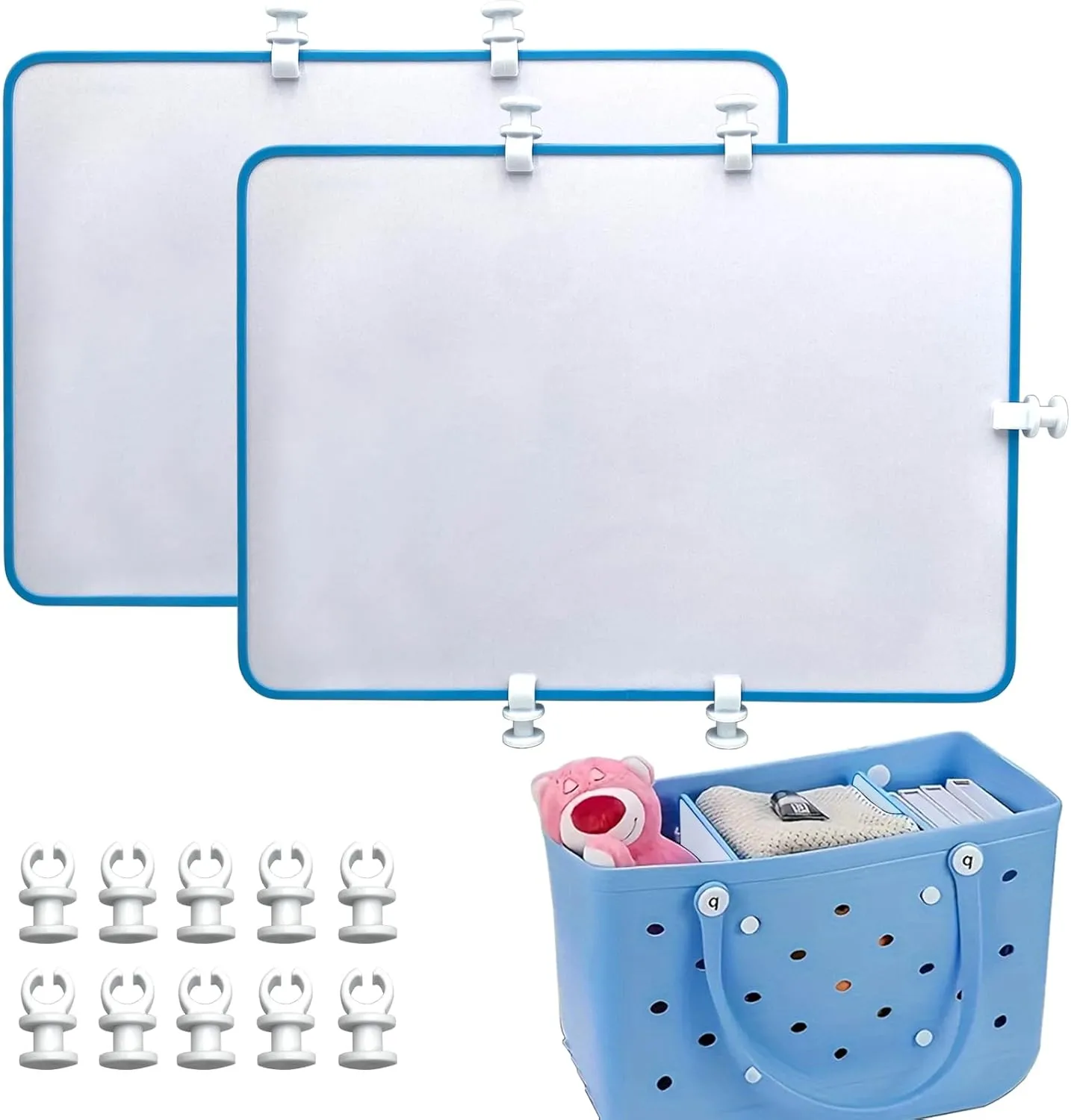 2pcs Bogg Bag Divider Tray - X Large Compatible - Bench Bag Organizer Insert - Accessories (Blue White)