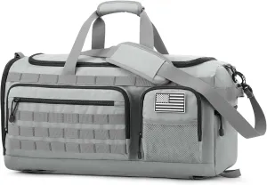 3-in-1 Duffel Bag for Gym & Travel with Shoes Compartment & Wet Pocket, Large 50L Tactical Military Duffle Shoulder Bags for Men and Women (Grey)