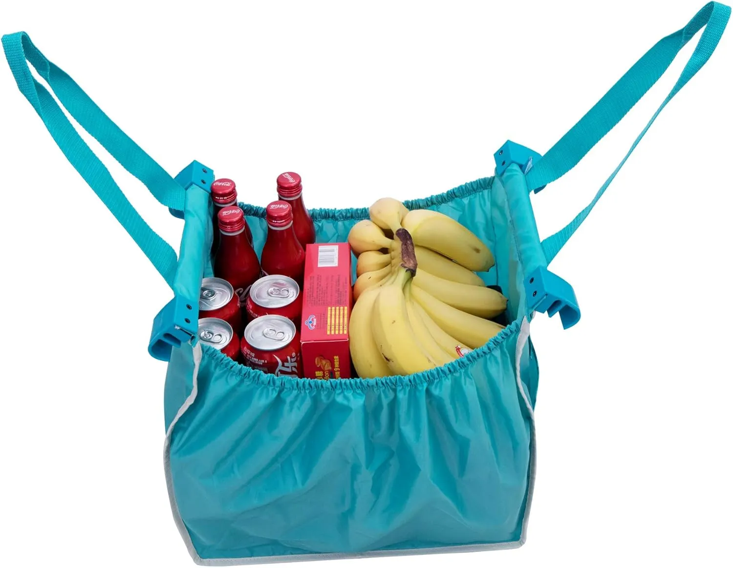 3-Pack Reusable Shopping Bags  Grocery Organizers with Universal Cart Clips, Pockets, and Foldable- Patent Blk
