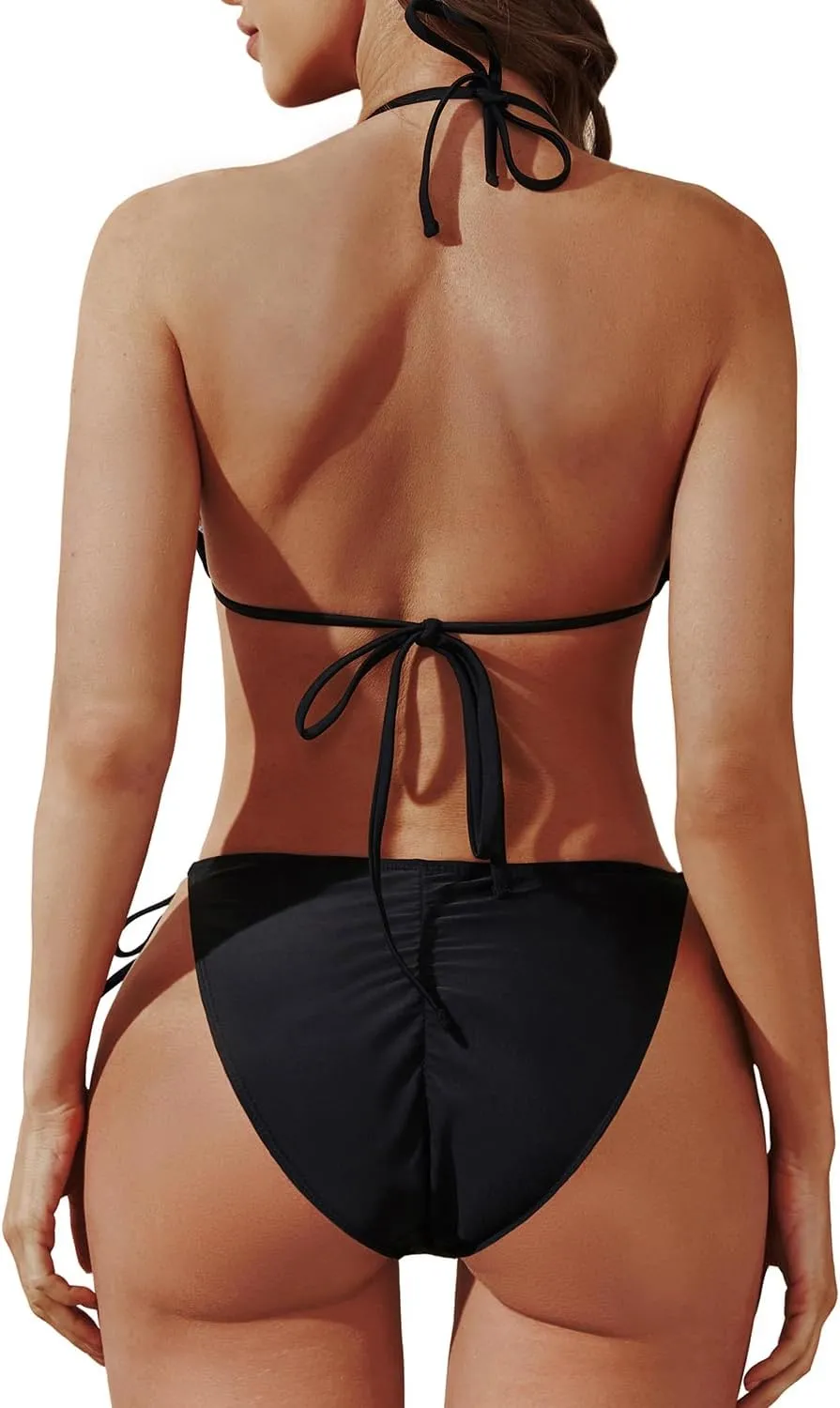 3 Piece Swimsuits Women Bikini Sets Triangle Halter Bathing Suit with Sexy Mesh Beach Cover Up