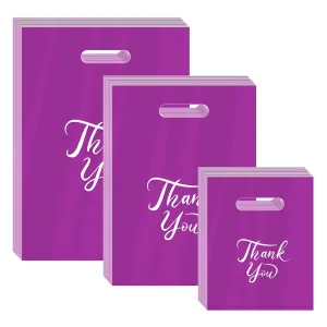 300 Pcs Thank You Bags for Business Small, 3 Size Plastic Shopping Bags for Small Business, Gift Packaging Bags with Handles, Bulk Merchandise Bags for Wedding Party Stores Wholesale Goodie Bags