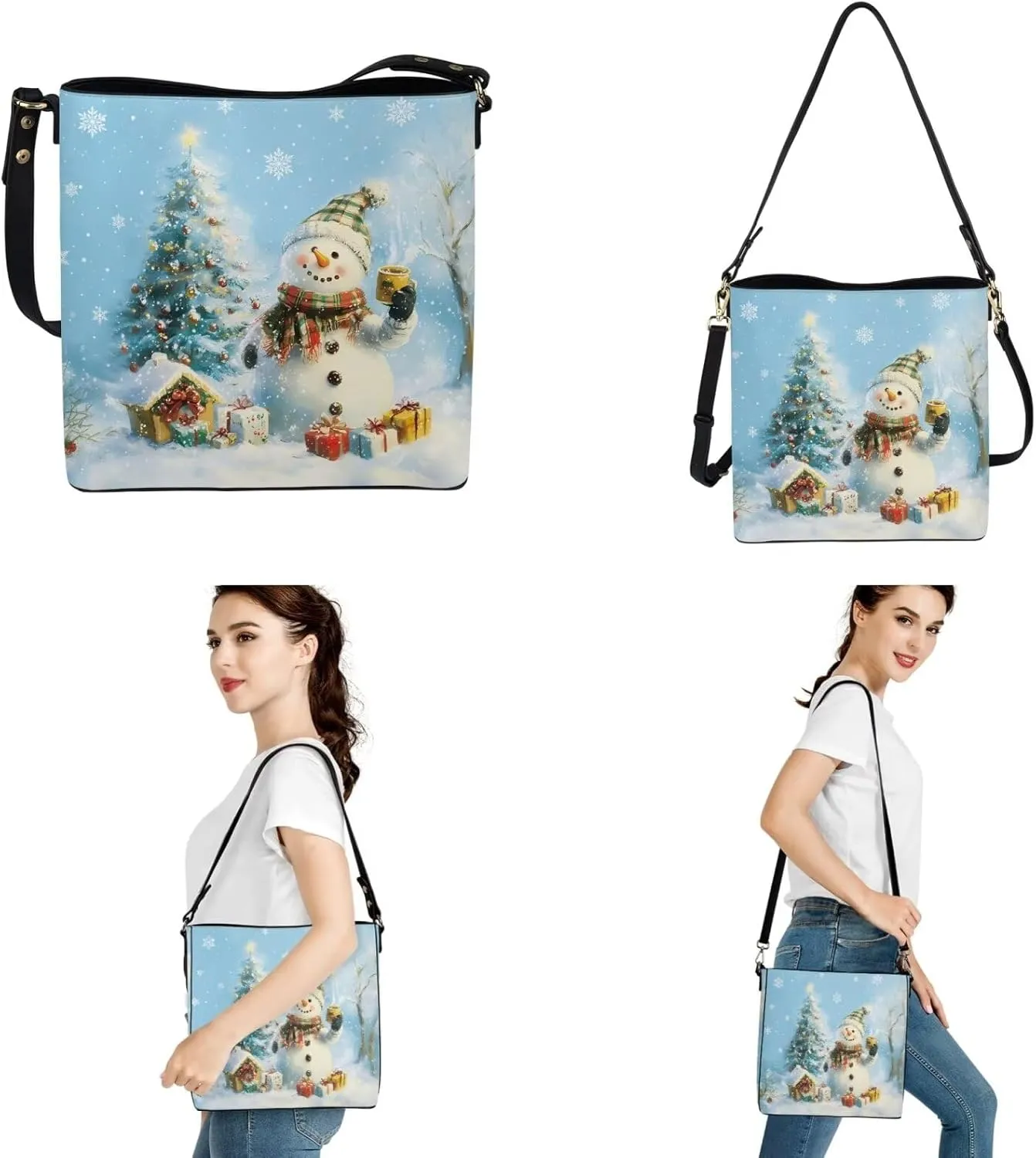 3Pcs Tote Bags Set Saddle Bags Satchel Bags for Women Wristlet Purses for Women Key Holder