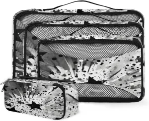 4 Set Packing Cubes for Suitcases, Travel Essentials for Carry on Luggage, Suitcase Organizers for Clothes Shoes Toiletries Travel Accessories in 4 Sizes - Abstract Star