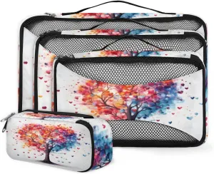 4 Set Packing Cubes for Suitcases, Travel Essentials for Carry on Luggage, Suitcase Organizers for Clothes Shoes Toiletries Travel Accessories in 4 Sizes - Heart of Tree