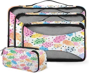 4 Set Packing Cubes for Suitcases, Travel Essentials for Carry on Luggage, Watercolor Geometry Suitcase Organizers for Clothes Shoes Toiletries Travel Accessories in 4 Sizes - Graffiti