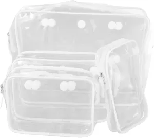 4pcs Clear Makeup Organizer Bag Zippered Storage Pouches for Travel Toiletries Cosmetics Durable Lightweight Design for Beach Daily Use