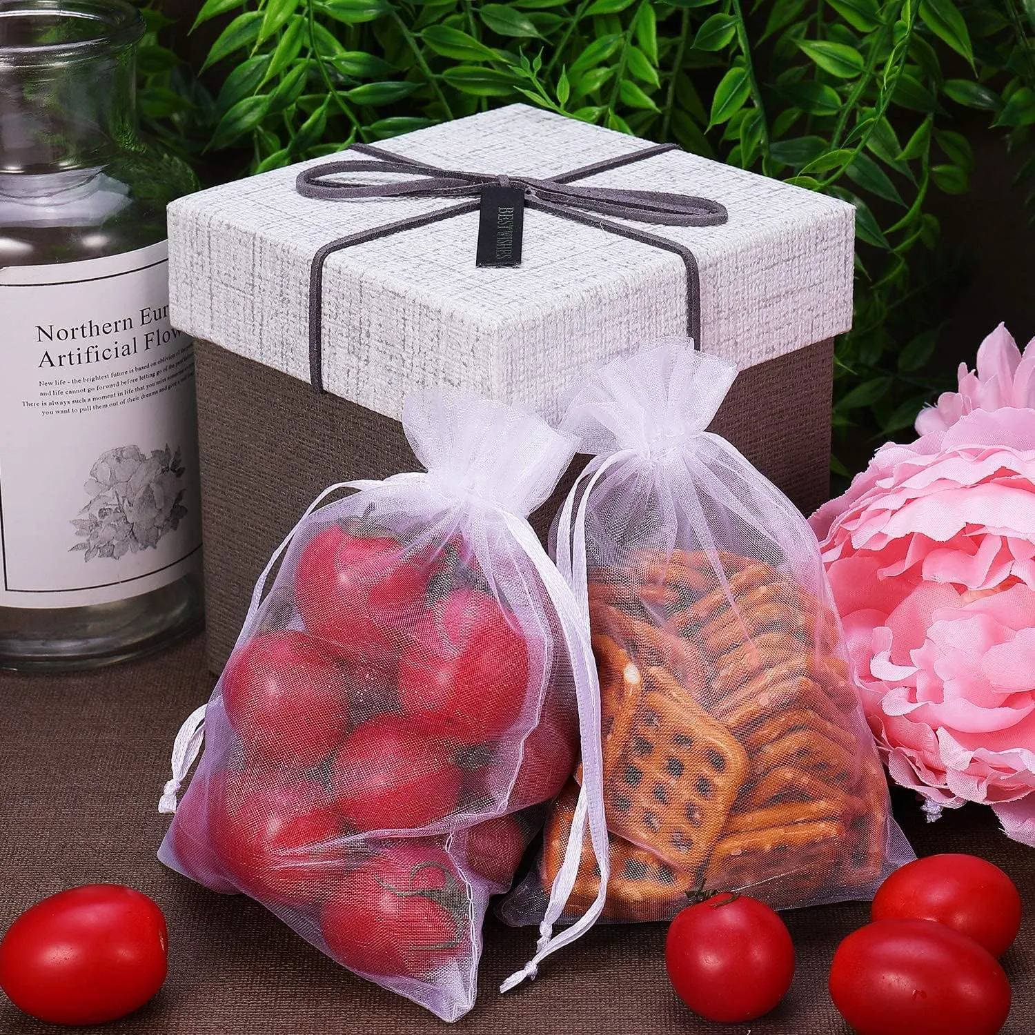 4x6 Inch 100PCS White Organza Gift Bags Bulk - Thick 210T Wedding Favor Bags for Soaps, Candles, Bath Bombs, Jewelry Packaging, Event Planner Supplies,Tear-Resistant & Reusable