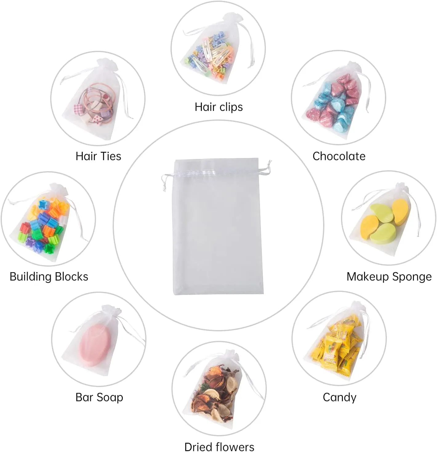 4x6 Inch 100PCS White Organza Gift Bags Bulk - Thick 210T Wedding Favor Bags for Soaps, Candles, Bath Bombs, Jewelry Packaging, Event Planner Supplies,Tear-Resistant & Reusable