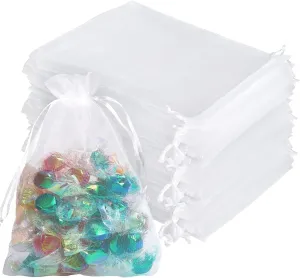 4x6 Inch 100PCS White Organza Gift Bags Bulk - Thick 210T Wedding Favor Bags for Soaps, Candles, Bath Bombs, Jewelry Packaging, Event Planner Supplies,Tear-Resistant & Reusable