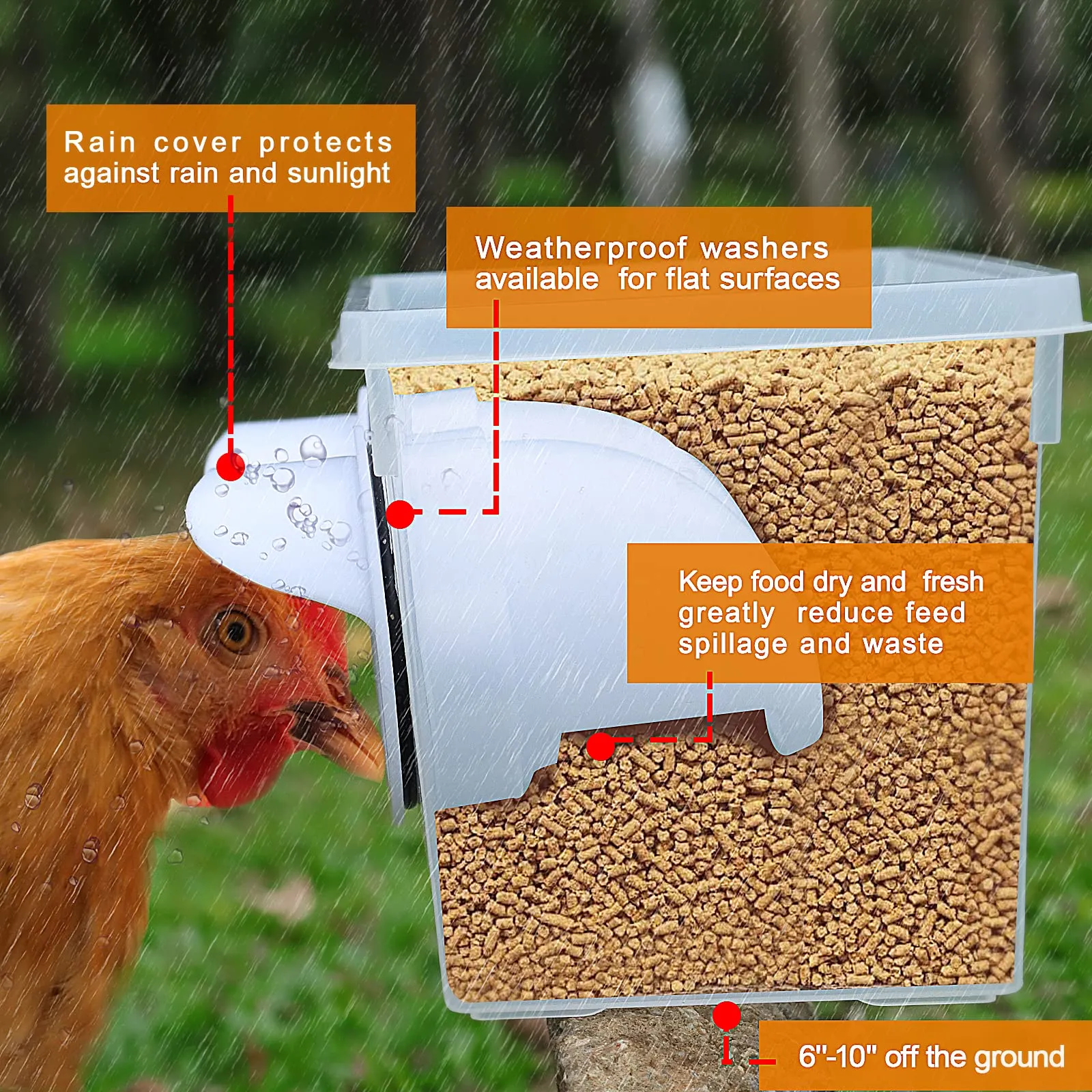 6 Port Chicken Feeder | Poultry Feeder DIY Port | PVC Gravity Fed Chicken Feeder