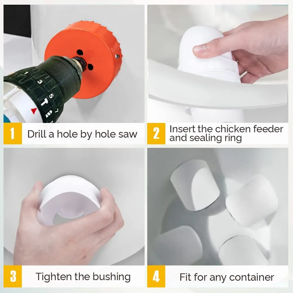 6 Port Chicken Feeder | Poultry Feeder DIY Port | PVC Gravity Fed Chicken Feeder