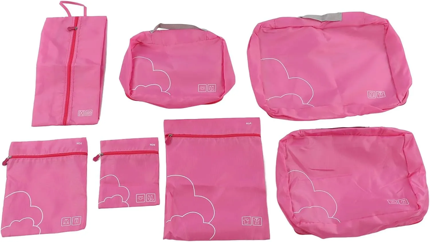 7 Pcs Luggage Packing Bags Polyester Waterproof Luggage Packing Cubes for Business Trip Travel (Rose)