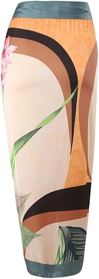 AFAVOM Women's One Piece Swimsuit with Cover up Beach Skirt Sarong Two Piece Floral Printed Monokini Swimsuit Bathing Suit