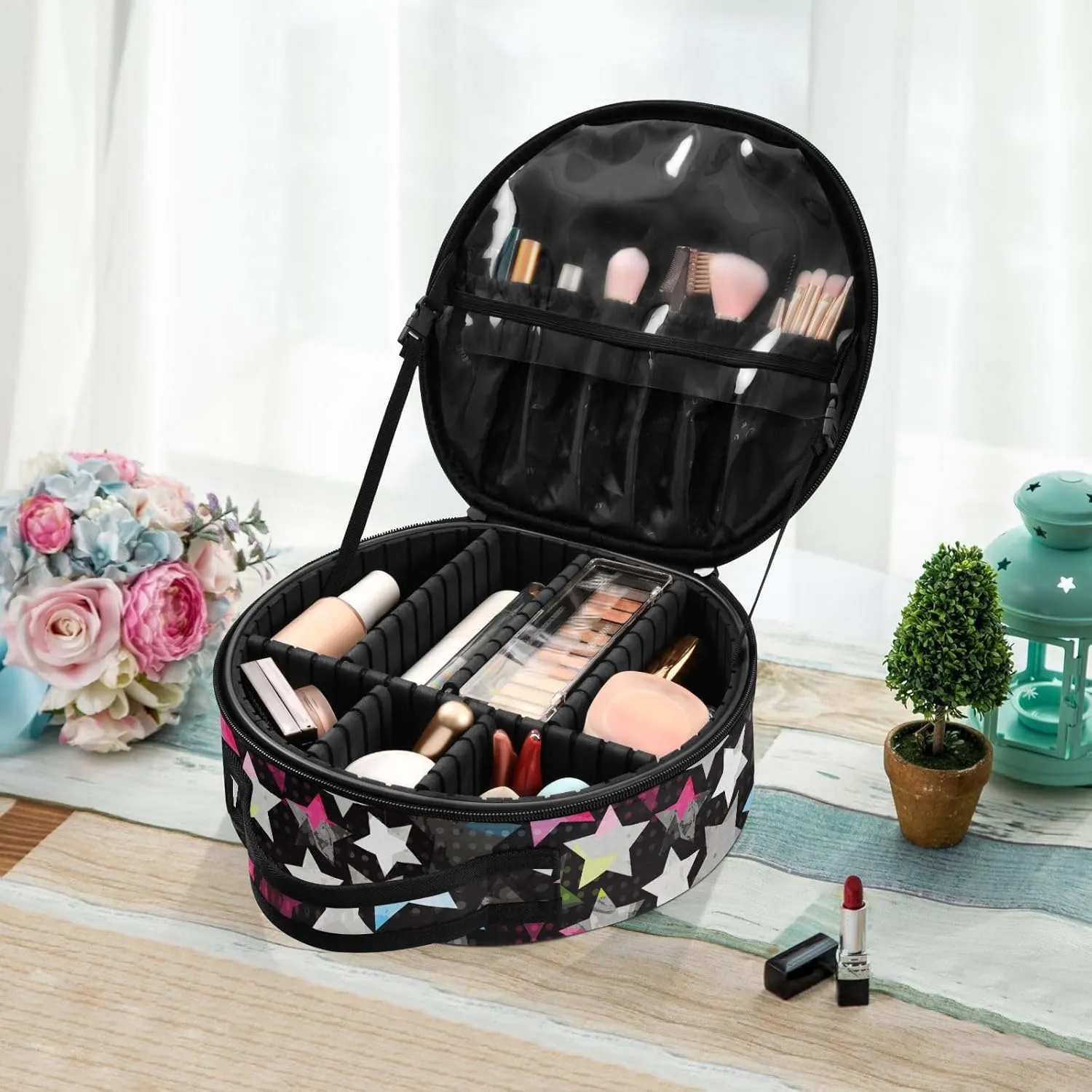 ALAZA Abstract Grunge Stars Toiletry Bag Travel Makeup Case Organizer for Women