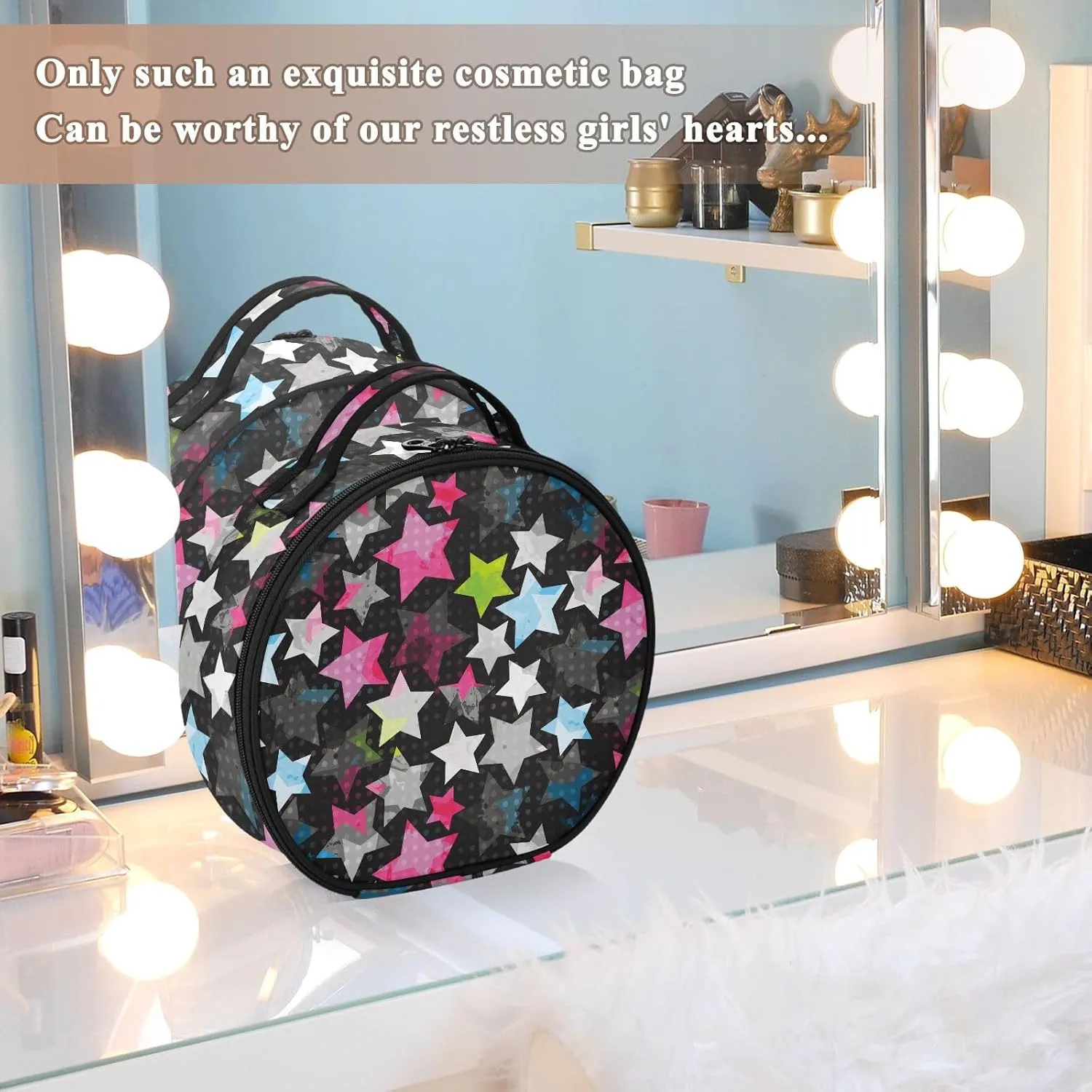ALAZA Abstract Grunge Stars Toiletry Bag Travel Makeup Case Organizer for Women