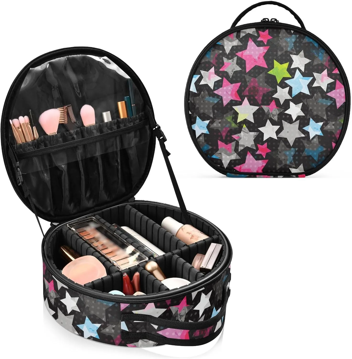 ALAZA Abstract Grunge Stars Toiletry Bag Travel Makeup Case Organizer for Women
