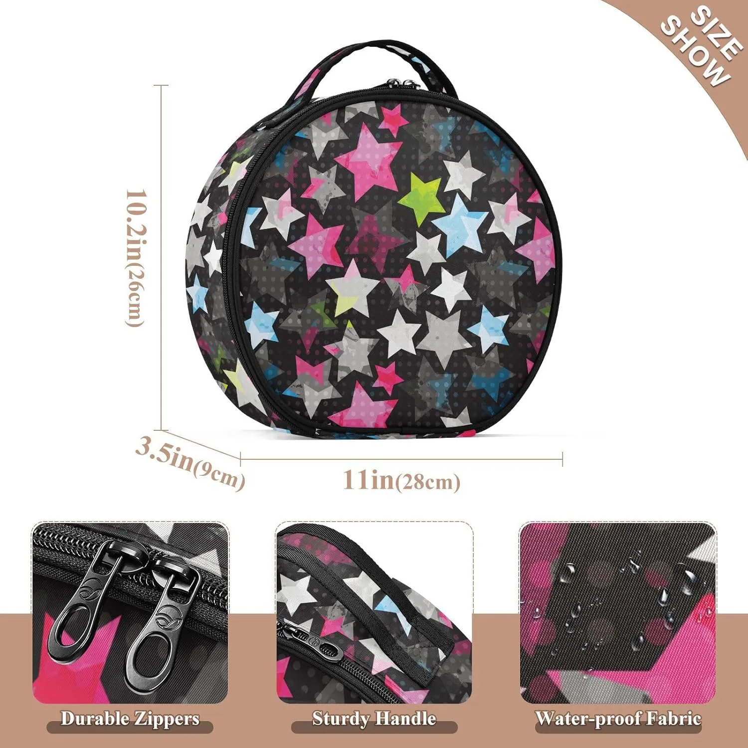 ALAZA Abstract Grunge Stars Toiletry Bag Travel Makeup Case Organizer for Women