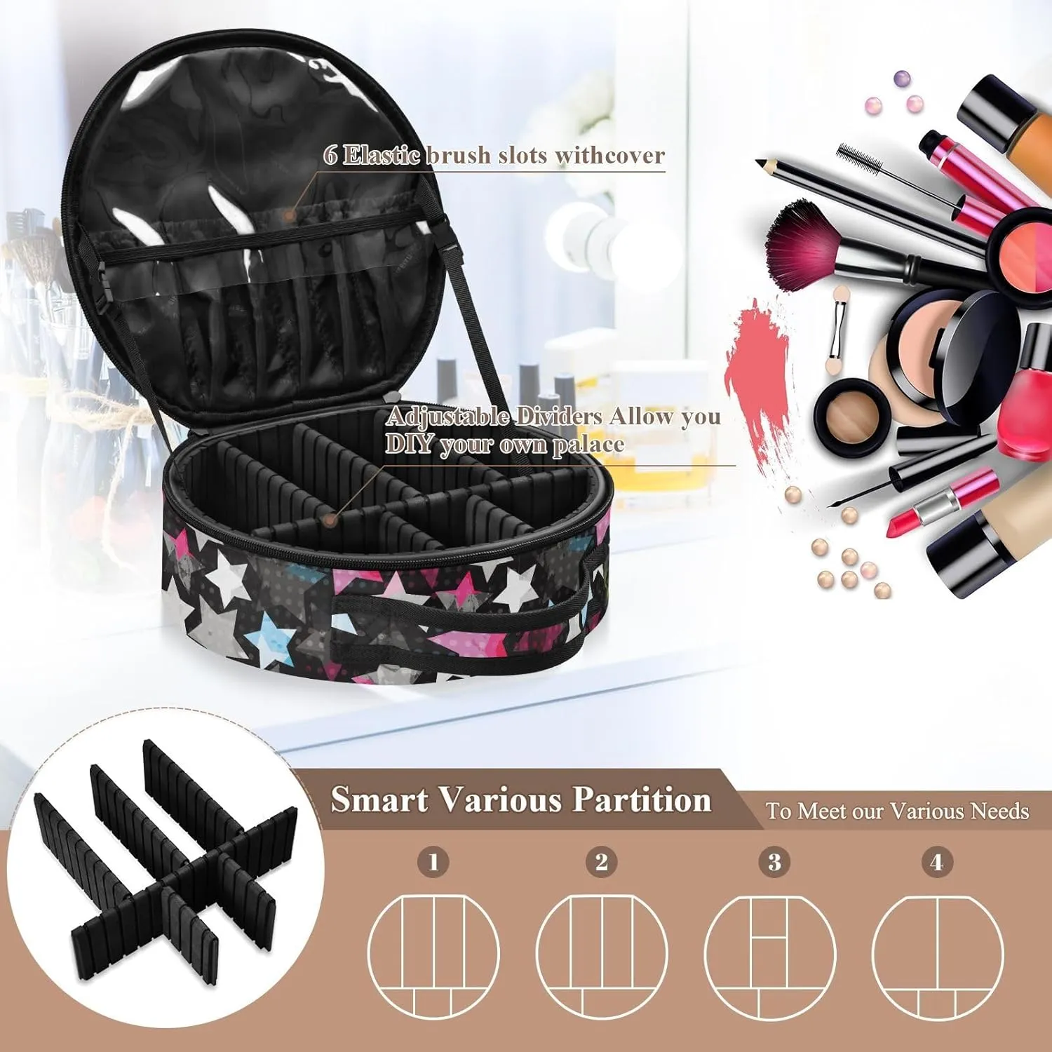 ALAZA Abstract Grunge Stars Toiletry Bag Travel Makeup Case Organizer for Women