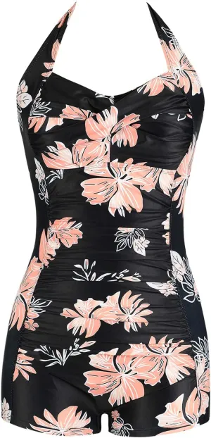 American Trends One Piece Bathing Suit for Women Vinatge Womens Swimsuits Tummy Control Athletic Rerto Womens Swimwear