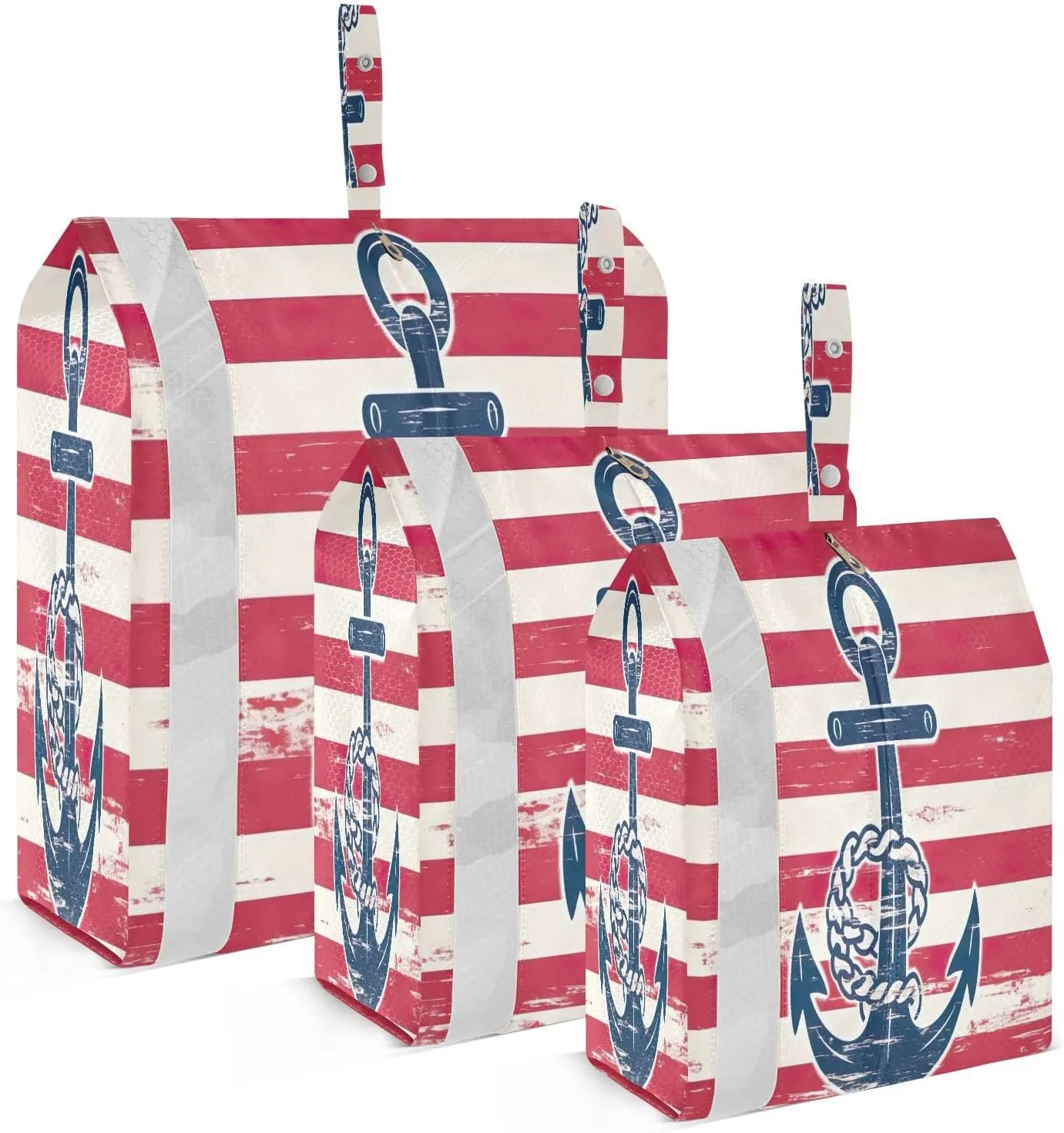Anchor Red Stripe Packing Cubes for Travel 3 Set Packing Cubes Large Luggage Accessories for Organization
