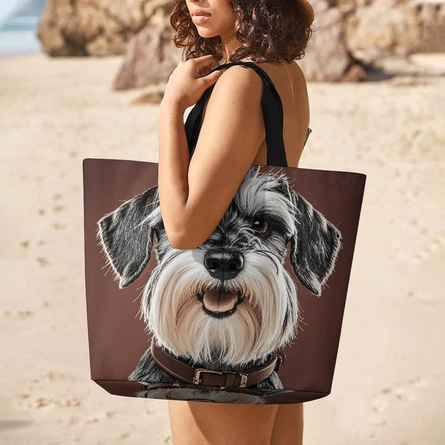 Animal Pug Dog Beach Bag Reusable Tote Bag Foldable Grocery Bags Women Shopping Bags for Daily Essentials