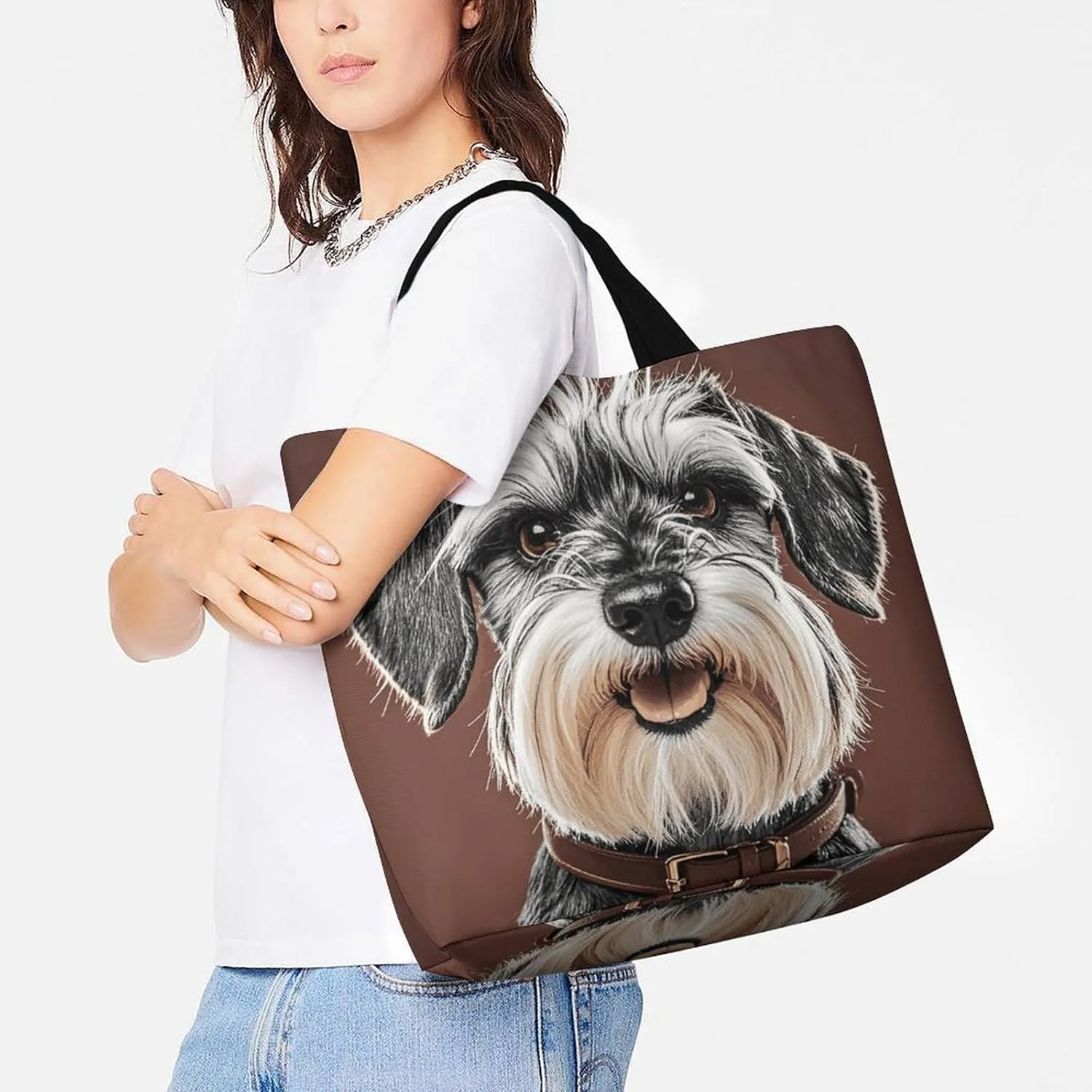 Animal Pug Dog Beach Bag Reusable Tote Bag Foldable Grocery Bags Women Shopping Bags for Daily Essentials