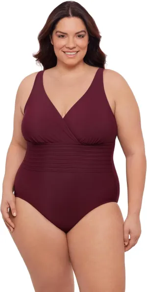 Aqua Green Women's Surplice Trim Overlay One Piece