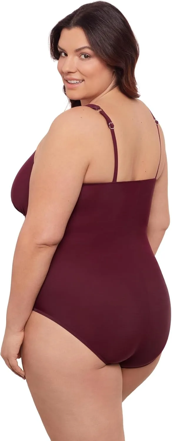 Aqua Green Women's Surplice Trim Overlay One Piece