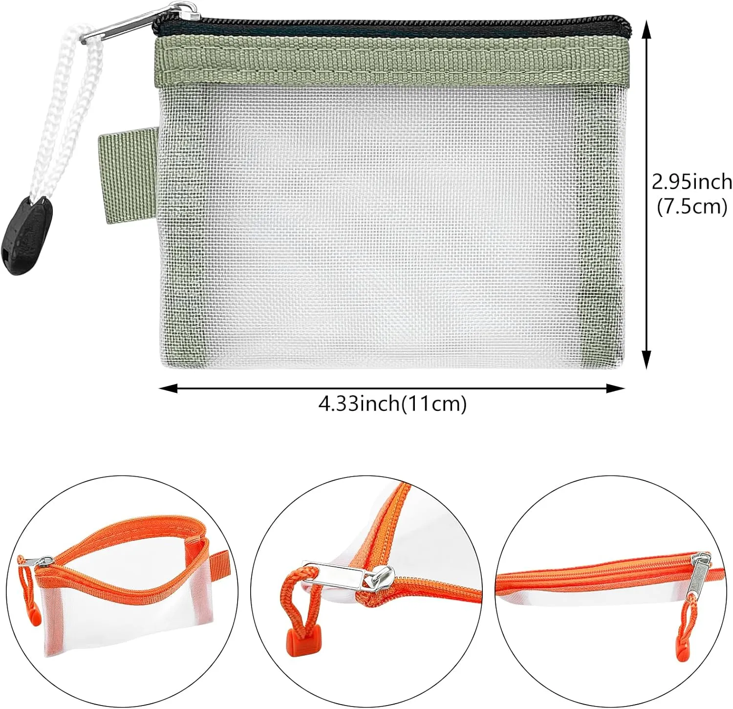 Aswewamt 9 Pcs Mini Zipper Mesh Bags, 4.3" x 3" Small Nylon Key Holder Cosmetic Pouch Portable Travel Makeup Cosmetic Mesh Zipper Bags for Purse Lipstick Earphone Keys Cards