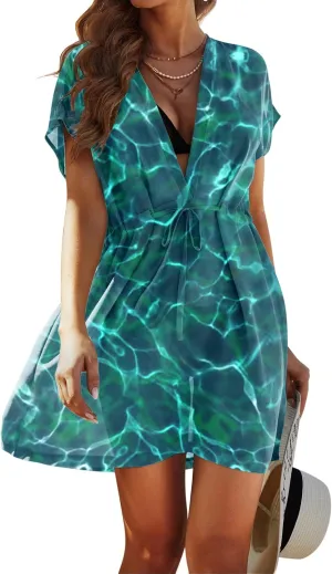Avidlove Swimsuit Cover Ups for Women Beach Chiffon Swimwear Coverup Sheer Sexy V-Neck Beachwear
