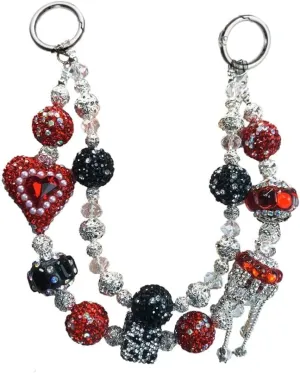Bag Charms Cool Shing Bow Red Rhinestone Phone Chains Keychains Beadable for Handbags Bag Accessories
