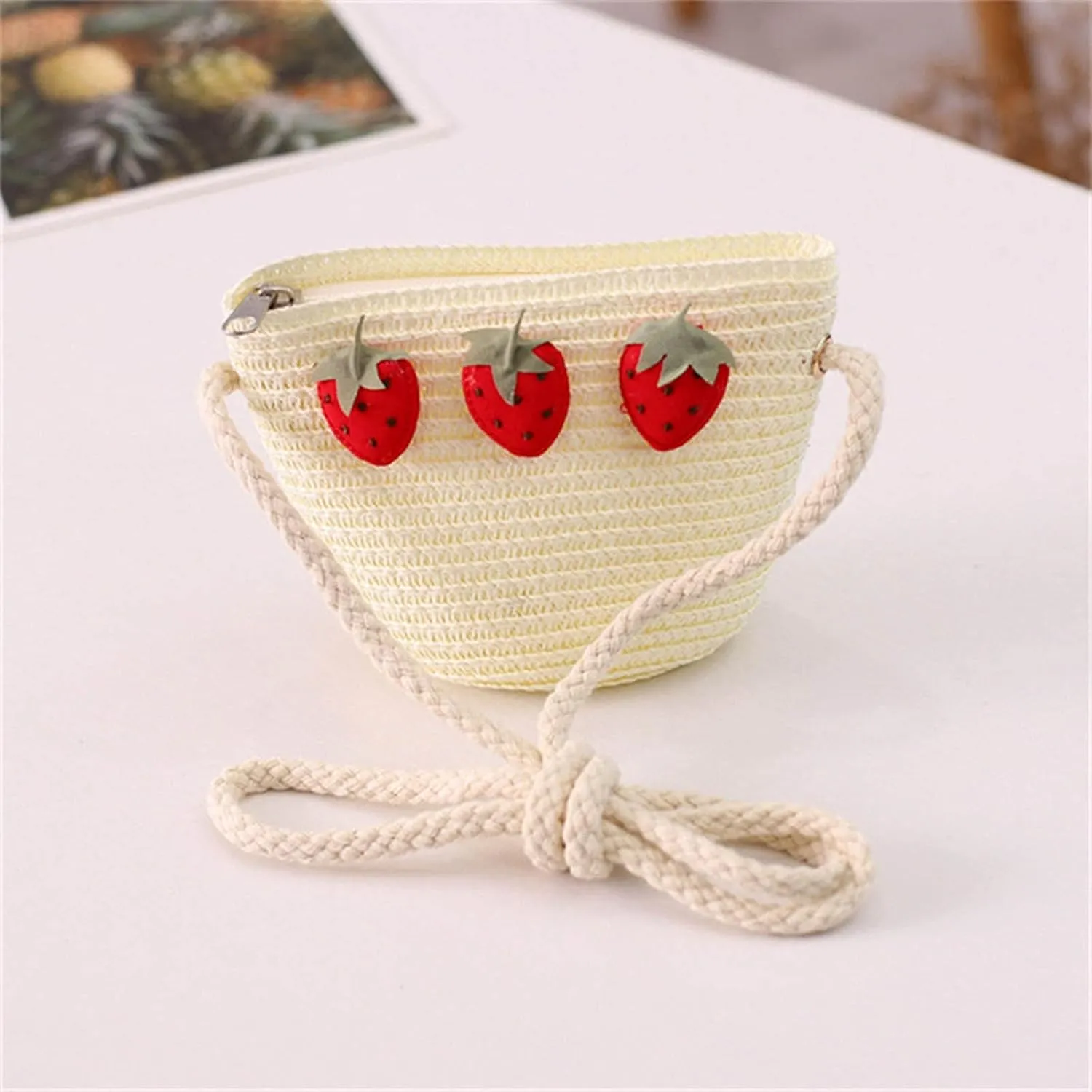 Beach Tote Bag Purse Straw Woven Strawberry Crossbody Shoulder Bags For Girls Outdoor Shopping Beach Travel Essential i
