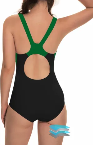 Beautikini Period Swimwear One Piece Leakproof Athletic Racerback Swimsuit Menstrual Sporty Bathing Suit for Teen Girls Women