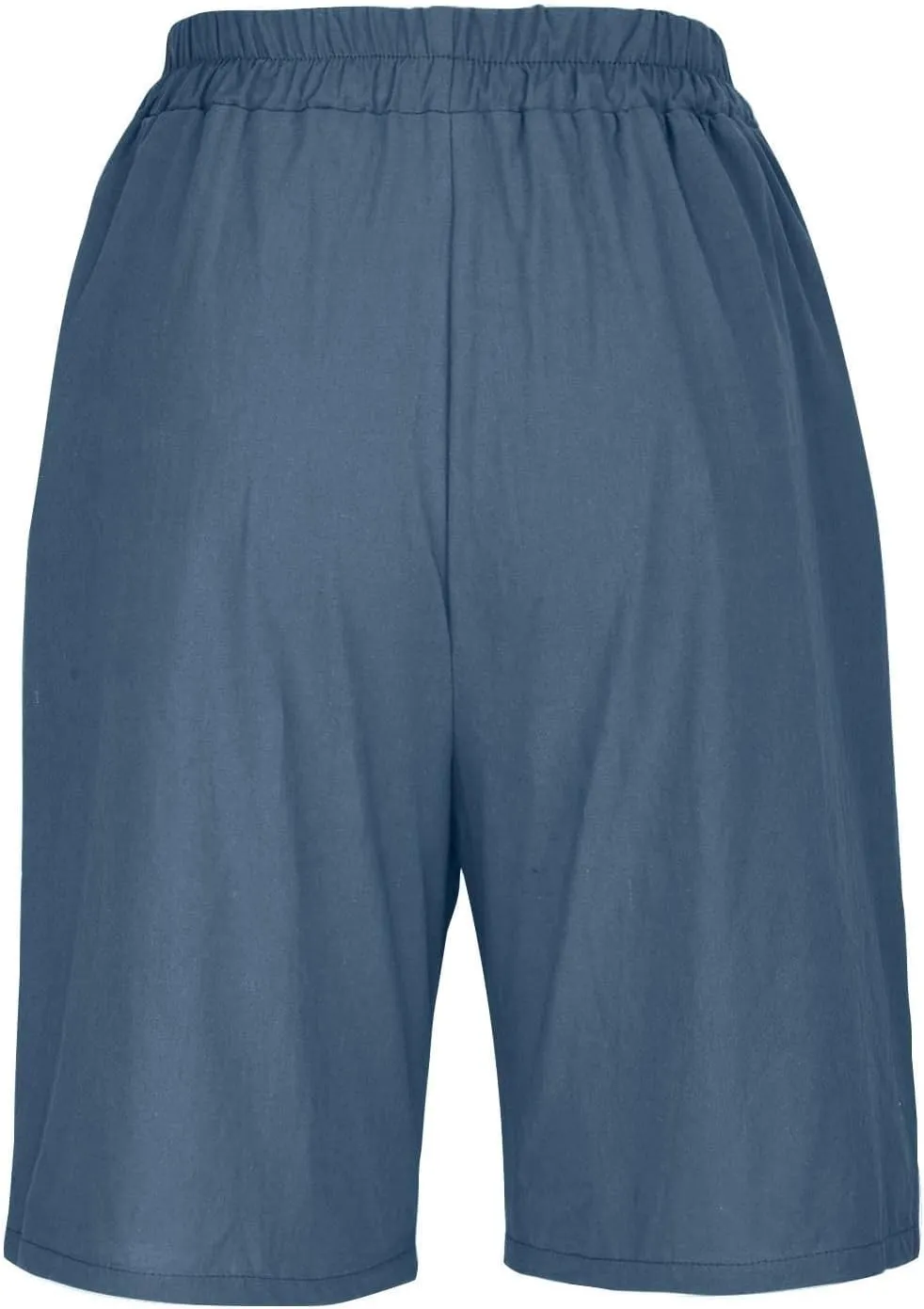 Bermuda Shorts for Women Knee Length Summer Beach Linen Shorts Lightweight Wide Leg High Waisted Long Short w/Pockets