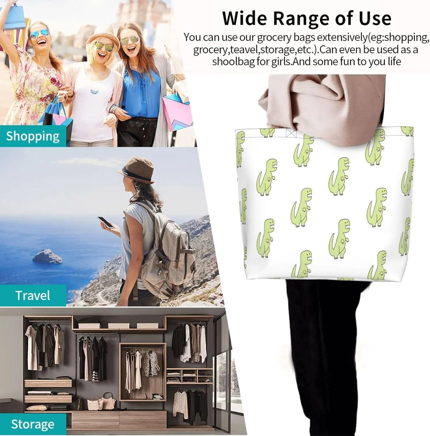 Black and White Great White Shark Women's Tote Bag Large Capacity Single Shoulder Bags Handbag for Shopping Work