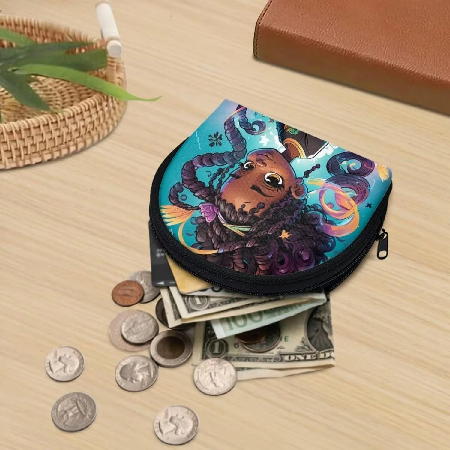 Black Girl African Coin Change Purse Small Make Up Bags for Purses Accessories for Women