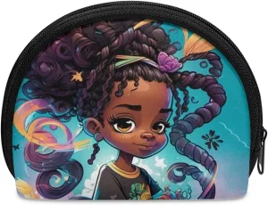 Black Girl African Coin Change Purse Small Make Up Bags for Purses Accessories for Women