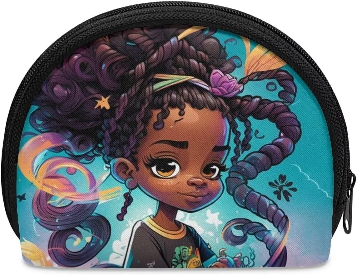 Black Girl African Coin Change Purse Small Make Up Bags for Purses Accessories for Women