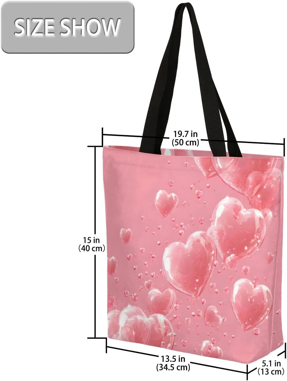 Bow Stars Stripes Large Opening Canvas Tote Bag with Interior Pocket Woman Gifts