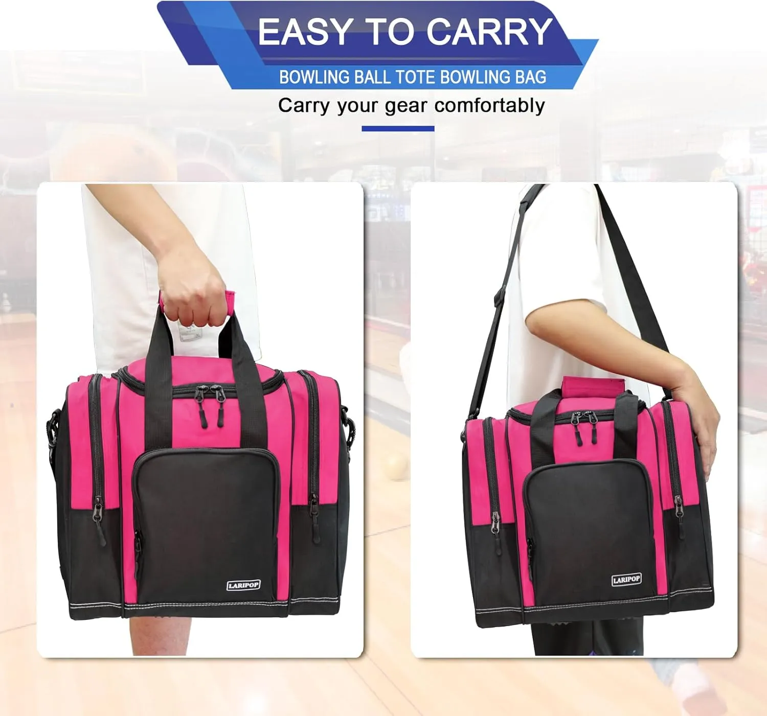 Bowling Ball Bag for Single Ball, 2022 Bowling Ball Tote Bowling bag with Padded Holder - Fits Shoes up to Mens Size 14 and Bowling Accessories