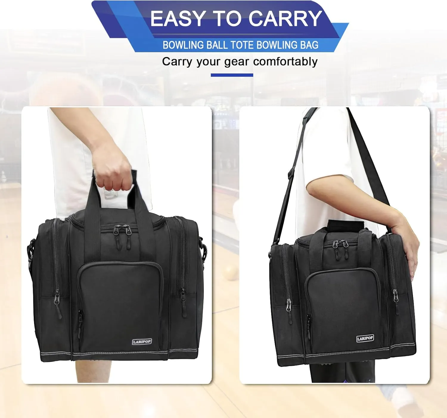 Bowling Ball Bag for Single Ball, 2022 Bowling Ball Tote Bowling bag with Padded Holder - Fits Shoes up to Mens Size 14 and Bowling Accessories
