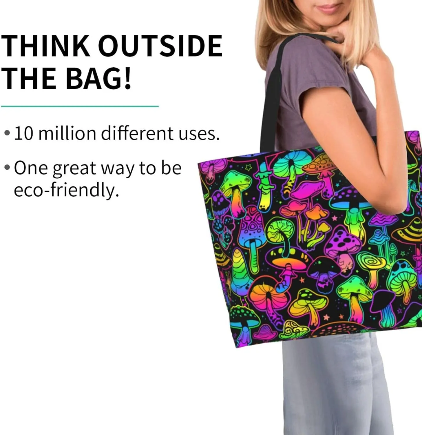 Bright Mushrooms Women's Tote Bag Large Capacity Single Shoulder Bags Handbag for Shopping Work