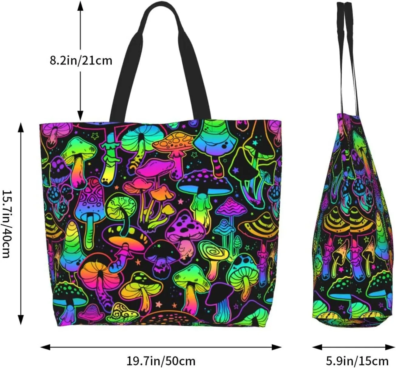 Bright Mushrooms Women's Tote Bag Large Capacity Single Shoulder Bags Handbag for Shopping Work