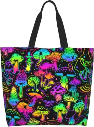 Bright Mushrooms Women's Tote Bag Large Capacity Single Shoulder Bags Handbag for Shopping Work